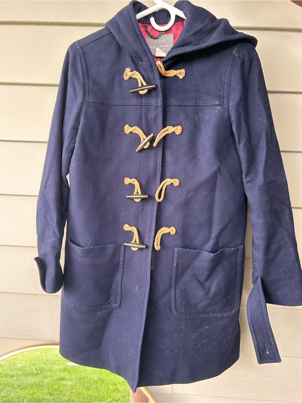 J. Crew Nello Gori Navy Wool Cashmere Toggle Peacoat with Rope Accents